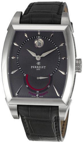 Perrelet Men's A1017/2 Power Reserve Grey Sunburst Dial Watch