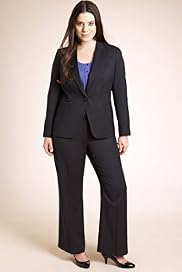 Plus Peak Lapel 1 Button Pinstriped Jacket