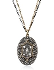 Moritz Glik "New Wave" 18K Gold and Oxidized Silver Rose Cut Diamond Shield Pendant Necklace