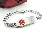 Steel, Medical ID Bracelet, Curb Chain - Custom Engraving INCLD