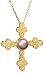 14k Yellow Gold Overlay Sterling Silver Lavender Freshwater Cultured Pearl Cross Pendant, 18