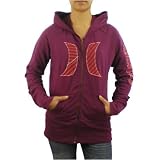 Womens Hurley purple full front zip jumper fleece jacket. Very high quality skate surf brand name sweater with a full front zip, side entry pocket and logo embroidered on the front and sleeve. Great authentic hoodie to wear with various casual styles.