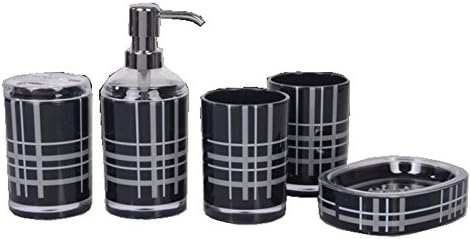 Home Story Bathroom Grid Bath Accessories Sets (5, Black)