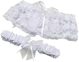 Darice VL5862, Lace Pearl Adjust Garter with Toss Away Set, White