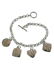 Sterling Silver Square Initial Charm Letter L Hand Stamped Pendant Charm Bracelet