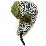 Black Snowflake Trooper Fur Hat Bomber Trapper