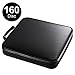 SANWA (Japan Brand) 160 Large Capacity CD Case, Portable DVD/VCD Storage, EVA Protective Blu-ray Wallet, Binder, Holder, Booklet with Attached Handle for Car, Home, Office, Travel (Black)
