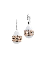 Carlo Viani® 925 Sterling Silver White Agate Earrings with White Topaz and Smokey Quartz Gems