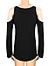 FUNOC  Womens Sexy V-Neck Lace Off Cut Out Shoulder Long Sleeve Tops Shirt (Black)-X-Large