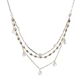 14K Gold Over Silver Pearl and Rose Quartz Layered Necklace