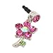 For Apple iPhone 4S 4 Galaxy S Cell Phones & MP3s Silver Flower Pink Gems Universal 3.5mm Headphone Plug Charm