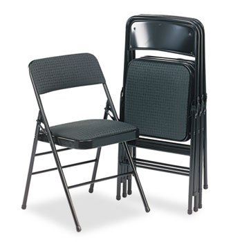 Deluxe Fabric Padded Seat & Back Folding Chairs, Cavallaro Black, 4/Carton by CSC (Catalog Category: Furniture & Accessories / Chairs)