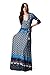 On Trend Paris Dress Blue Paisley Bohemian 3/4 Sleeve Long Maxi Dress