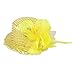 Ladies Yellow Flower Feather Decor Mini Top Hat Hairclip