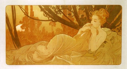 1899 Dawn and Dusk Lady Sleeping Right Side By Alphonse Mucha Was a Czech Art Nouveau Painter and Decorative Artist 16