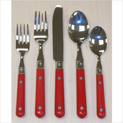 Stainless Steel LePrix 20 Piece Flatware Set in Red