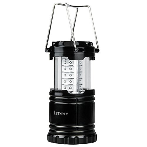 LED Camping Lantern,Portable Bright 30 LED Camping Light Flashlights,Collapsible Design,Water Resistant,Light Weight,Rugged Construction for Home & Outdoor and Emergency Use:Most Compact Suitable for Hiking,Camping,Hurricanes,Outdoor adventures,Outages (Black)