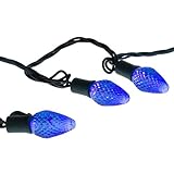 Bethlehem Lighting Indoor/Outdoor C7 LED Faceted Cone 25-Christmas Light Set, Blue