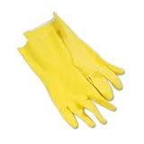 Flock-Lined Latex Cleaning Gloves, Large, Yellow, 12 per Pack