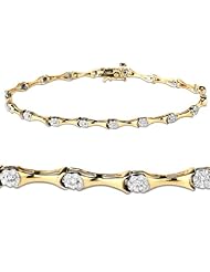 10k Yellow Gold 0.08 ctw Diamond Jungle-Inspired Bamboo Cut Link Bracelet