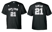 Tim Duncan San Antonio Spurs Adult Black NBA Two Sided T Shirt By Adidas