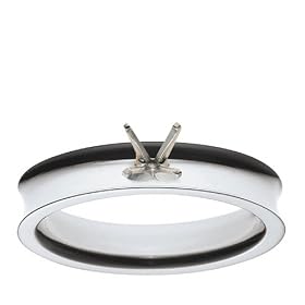 14k White Gold Concave Engagement Ring Setting