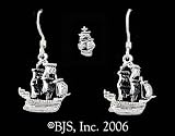 Pirates Ship Sterling Silver Earrings