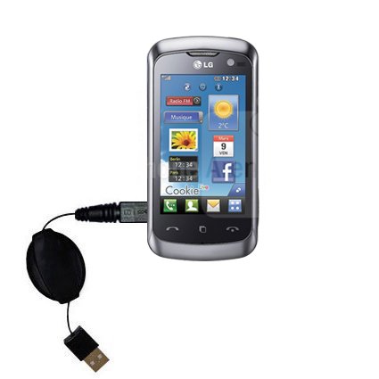 Retractable USB Cable for the LG KM570 with Power Hot Sync and Charge capabilities - uses Gomadic TipExchange Technology