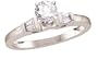 14k White Gold Round Brilliant Center with Tapered Baguette Side Stones Ring  (1/2ctw, H,  SI2)  Size 6
