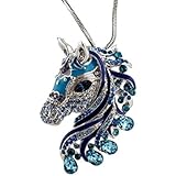 DianaL Boutique Beautiful Horse 3D Pendant and Necklace Enamel Crystals on 24" Chain Gift Boxed