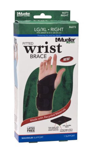 Mueller Fitted Wrist Right , Black, Large/XLarge