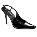 41RQA65K12L. SL160  4 1/2 Inch Sexy Classic Pump Shoe With Slingback Heel Pointed Toe Stiletto Heel Black Leather