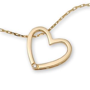 Miore 9 Karat (375) Gelbgold Halskette 45 cm mit Herzanhänger und Brillant - Weiß M0836CY9