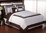 White and Chocolate Hotel Duvet Comforter Cover 6 piece Bedding Set - Queen Size