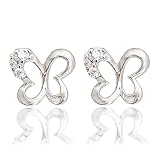 Olive N Figs Sterling Silver Butterfly Earrings with CZ Accent