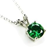 CZ-Solitaire Necklace, Emerald-Colored CZ, 18
