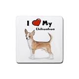 I Love My Chihuahua Rubber Square Coaster (4 pack)