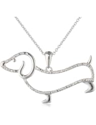 Sterling Silver Diamond Dog Pendant Necklace (0.05 cttw, I-J Color, I2-I3 Clarity), 18"