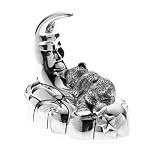 Wallace Silverplated Baby Bear and Moon Music Box with Antique Finish