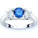 Jewelry : 14K White Gold Round 3 Stone Blue Diamond & White Diamond Ring (1.50 ctw)