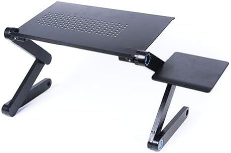 Adjustable Vented Portable Folding Laptop Notebook PC Table Desk Tabletop With Tray (Black)