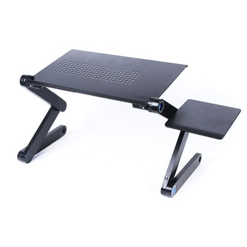 Adjustable Vented Portable Folding Laptop Notebook PC Table Desk Tabletop With Tray (Black)