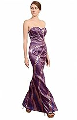 Sexy Strapless Silk Sequined Lace Striped Print Mermaid Cocktail Evening Dress/Bridesmaid Dress/Prom Dress/Wedding Party Dress 
