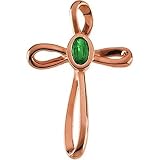 14K Rose Gold Tsavorite Cross Pendant