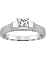 0.50 Ct Princess H/I SI1/SI2 Diamond 14K White Gold Solitaire Ring