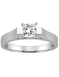 0.60 Ct Princess H/I I1 Diamond 14K White Gold Solitaire Ring