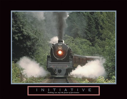 initiative Train Motivational Poster Steam Engine Inspirational Print 28x22 Art Poster Print, 28x22 Art Poster Print, 28x22