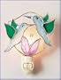 Flocking Hummingbird Pair - Genuine Stained Glass Decorative Night Light Decor Accent Light with Bulb - Nightlight - Gallery Art Glass