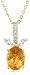 Yellow Gold Overlay Sterling Silver Citrine w/ White Sapphire Accent Oval Pendant, 17.5