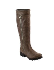 Shoes: NATURE BREEZE FE59 Womens Dual Zipper Lug Knee High Platform Boots, Color:TAUPE, Size:7